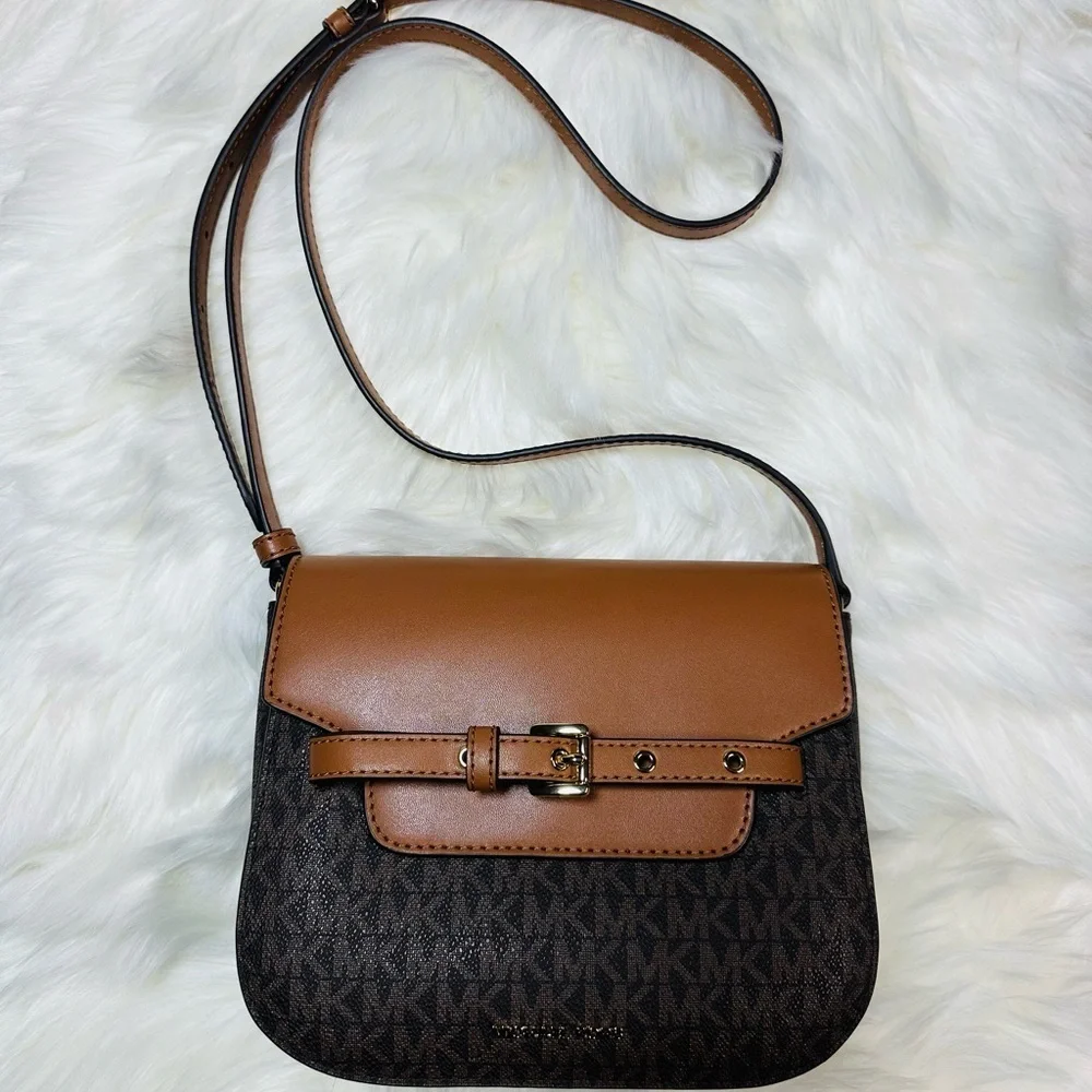 Michael Kors Tan and Brown Crossbody Bag